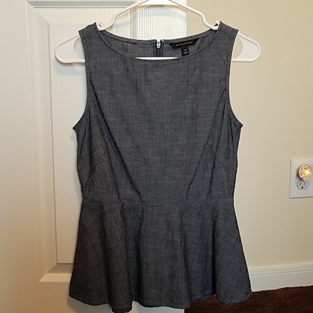Banana republic blue chambray peplum top